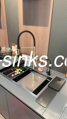 undermount บานเดียวสี่เหลี่ยม ทําด้วยมือครัว Steel Sink sus304