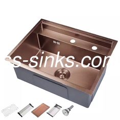โบรซีน Finish Double Bowl Rectangular Kitchen Sink สแตนเลสสําหรับครัวบ้านที่ทันสมัย