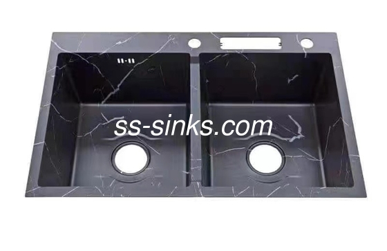มาร์บอร์ทําด้วยมือ 30 นิ้ว Undermount สแตนเลส Double Bowl Sink
