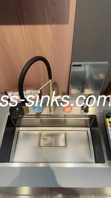 undermount บานเดียวสี่เหลี่ยม ทําด้วยมือครัว Steel Sink sus304