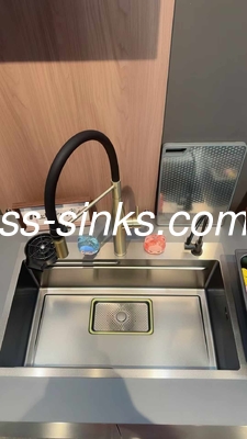 undermount บานเดียวสี่เหลี่ยม ทําด้วยมือครัว Steel Sink sus304