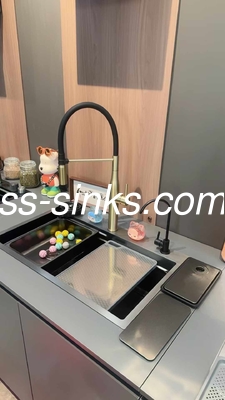undermount บานเดียวสี่เหลี่ยม ทําด้วยมือครัว Steel Sink sus304