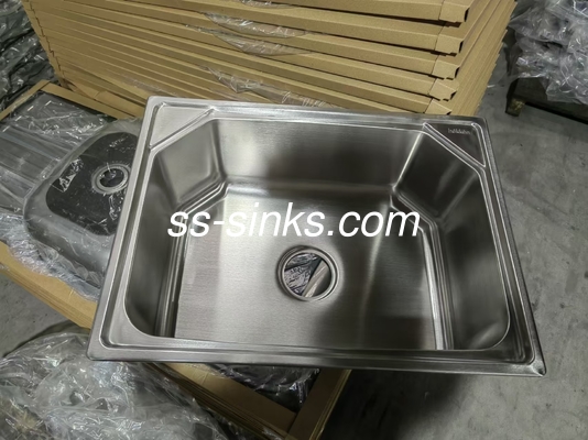 ด้านบน Mount ขนาดใหญ่ Hexagon เหล็กไร้สแตนเลส Single Bowl Sink บน Counter