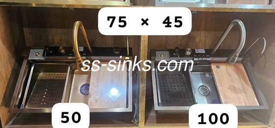 304 สแตนเลส Single Big Bowl Workstation ทําด้วยมือ อ่างล้างครัว