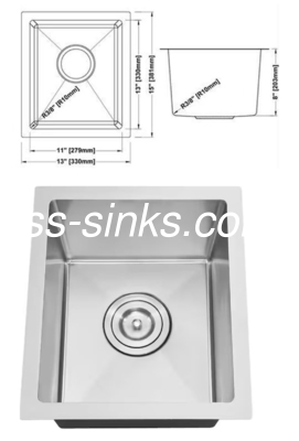 OEM Undermount Stainless Steel Kitchen Sink 14-1/2*17' ขนาดภายใน 1 ถ้วยที่มีแผ่นระบายน้ํา