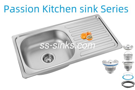 33 X 22 นิ้ว อุปกรณ์ทําความสะอาดห้องครัว พร้อมแผ่นระบายน้ําสแตนเลส 18/10 โครเมียม / นิเคิลและอุปกรณ์เสริม