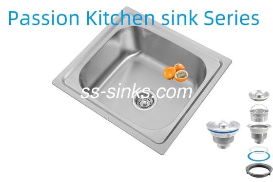 1 Bowl Topmount Cuisine Sink with 18/10 Chromium/Nickel Stainless Steel Rectangular Design กลมสี่เหลี่ยม
