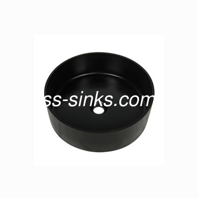 410mm Black Quartz Undermount อ่างล้างจานชามกลมเดี่ยวพร้อม Splashback